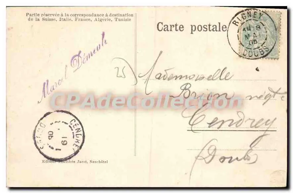 Besançon — Vista panorâmica — Editor Théophile Jacot, Nanchaté - Verso