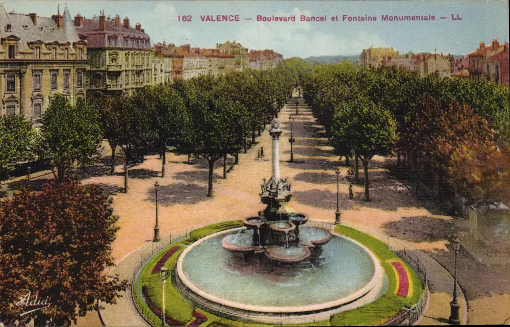 Valence — Boulevard Bancel e Fontana Monumentale — Aldia — n° 162 - Recto