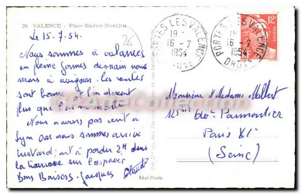 Place Madier-Montjau — Valence — editor Réal-Photo, n°20 - Verso