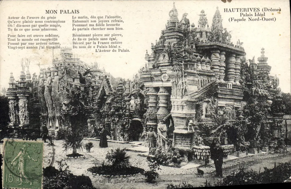Palácio Ideal — Haüterives (Drôme) — Fachada Noroeste — Chevret, Autor do Palácio - Frente