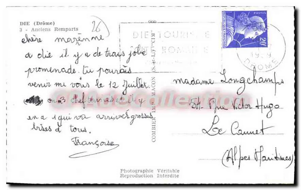 DIE (Drôme) — Velhos muros — Fotografia Verdadeira - Verso