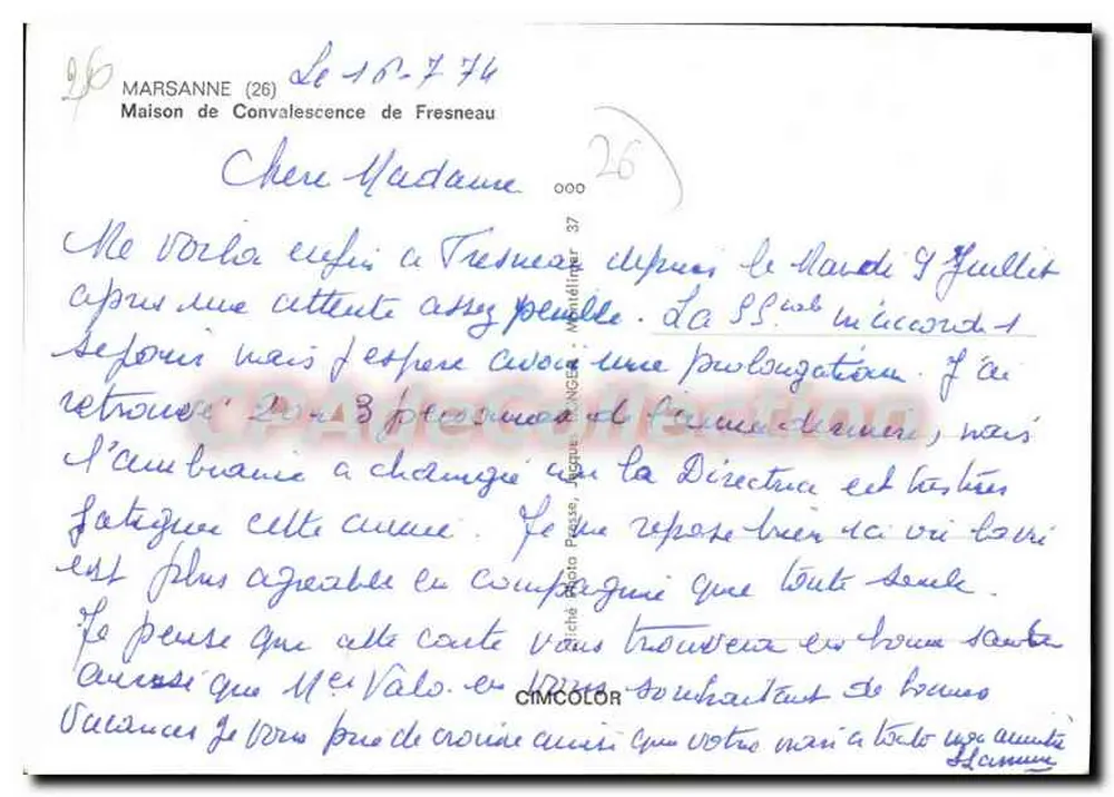 Fresneau — Casa de Convalescência — editor Cimcolor - Verso