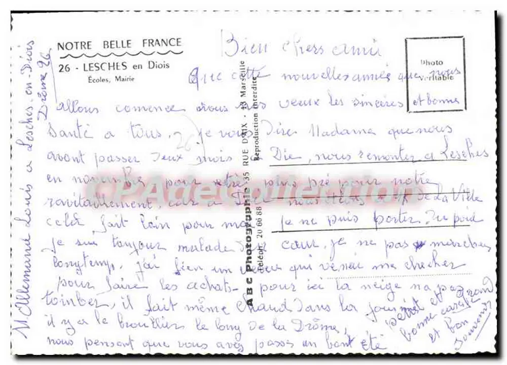 Gemeente Lesches — Scholen — Uitgever Notre Belle France, n°26 - Achterkant