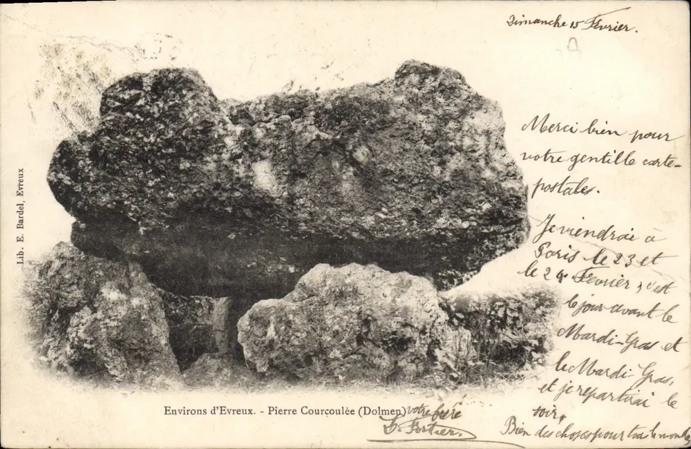 Arredores de Évreux - Pierre Courcoulée (Dolmen) — Lib. E. Bardel, Évreux - Frente