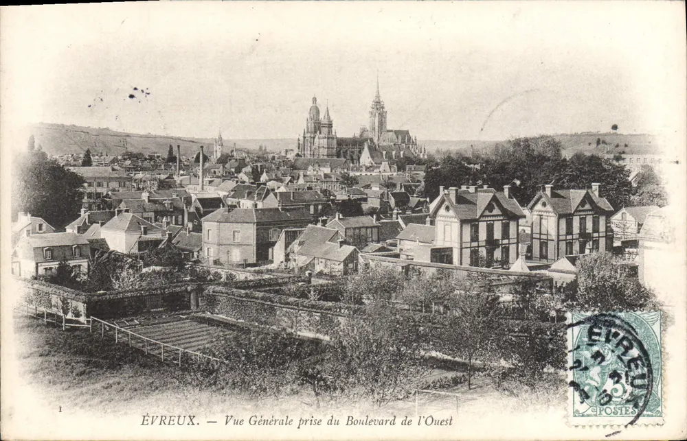 Évreux — Allgemeiner Blick vom Boulevard de l'Ouest — Établissements Photographiques de NEURDEIN Paris - Vorderseite