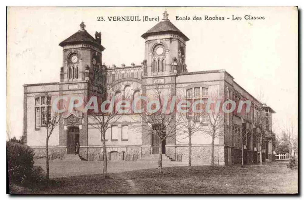 Verneuil (Eure) — École des Roches - Les Classes — CPAdeCollection - Frente