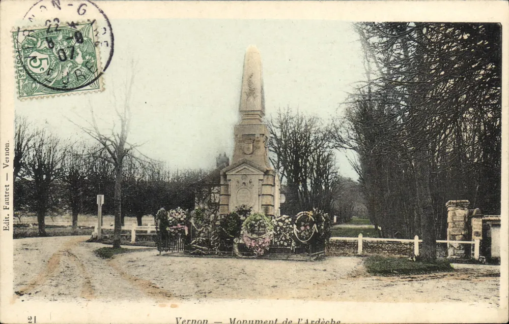 Vernon — Pomnik Ardèche — Edit. Fautret — Vernon - Awers