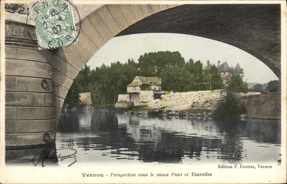 Vernon - Blick unter dem alten Brücke und Türmen — Edition F. Fautret, Vernon - Vorderseite