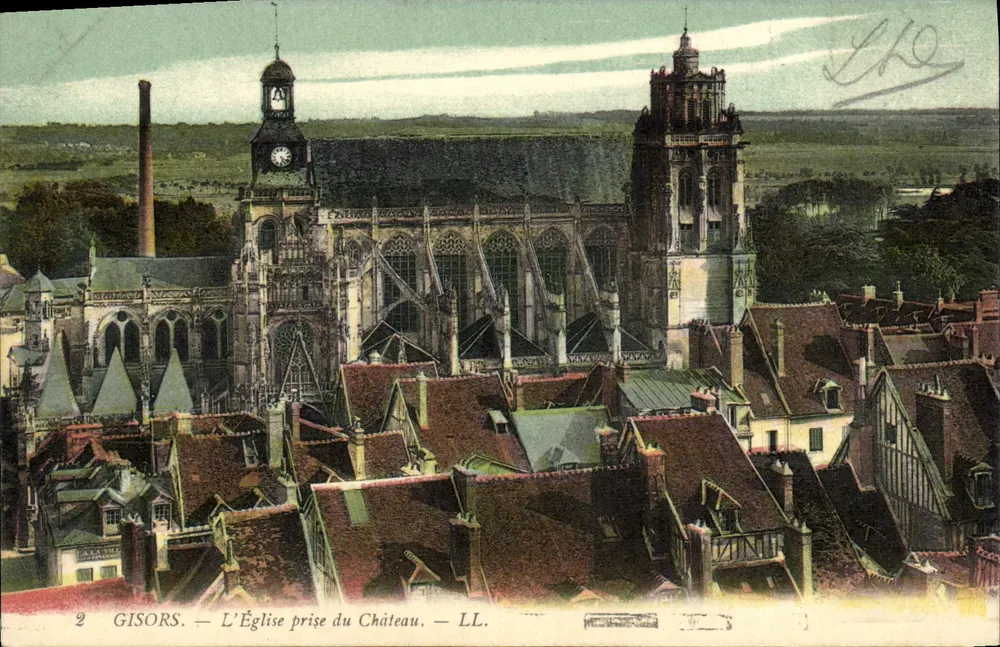 Gisors — A Igreja vista do Castelo — LL. - Frente