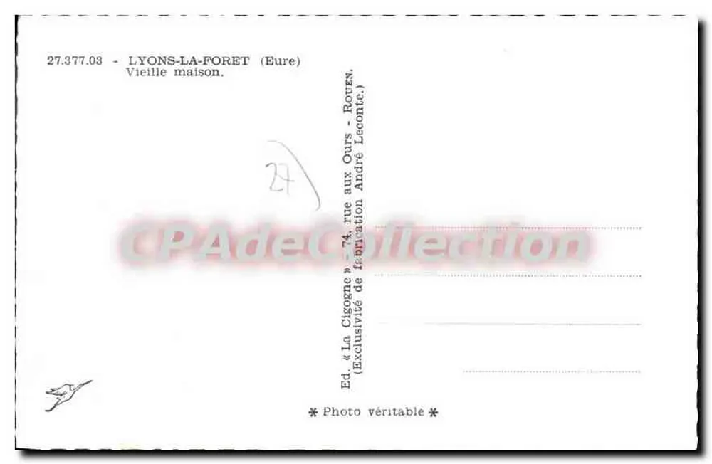 लियॉन्स-ला-फॉरे - पुराना घर - एड. ला सिगोन, संख्या 27.377.03 - पीछे