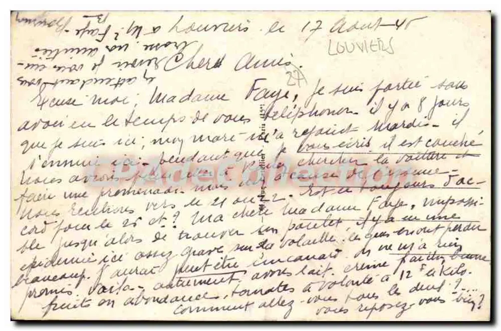 Louvières — Rue de Neubourg und Tabac — CPAdeCollection n°121 - Rückseite