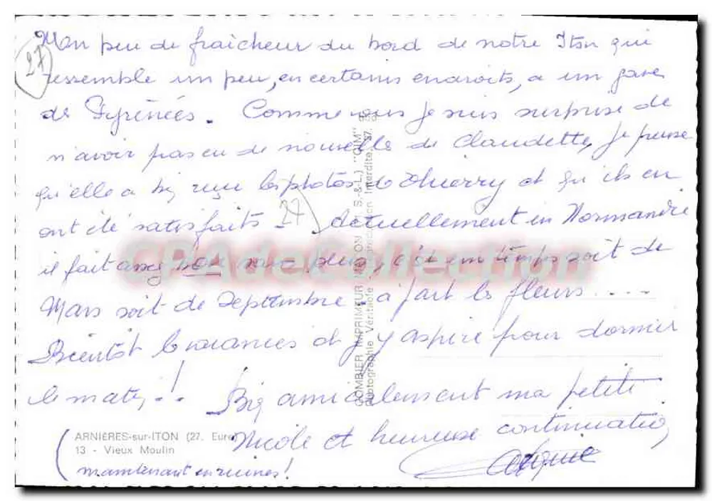 Moulin sobre l'Iton — Arnières-sur-Iton (27) — editor desconhecido - Verso