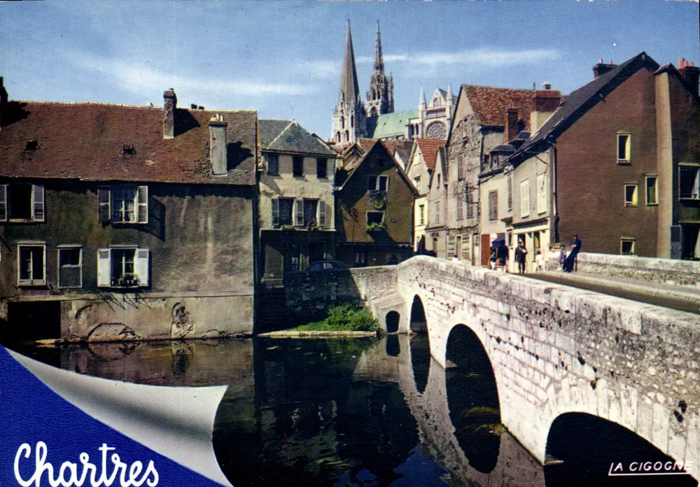 Chartres — Ansicht der Ufer der Eure mit der Kathedrale — La Cigogne - Vorderseite