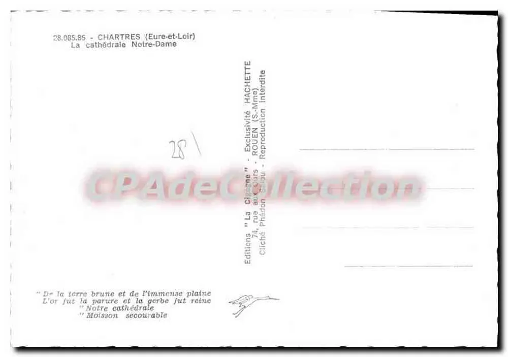 Chartres — Ansicht der Kathedrale Notre-Dame — HACHETTE Editions - Rückseite
