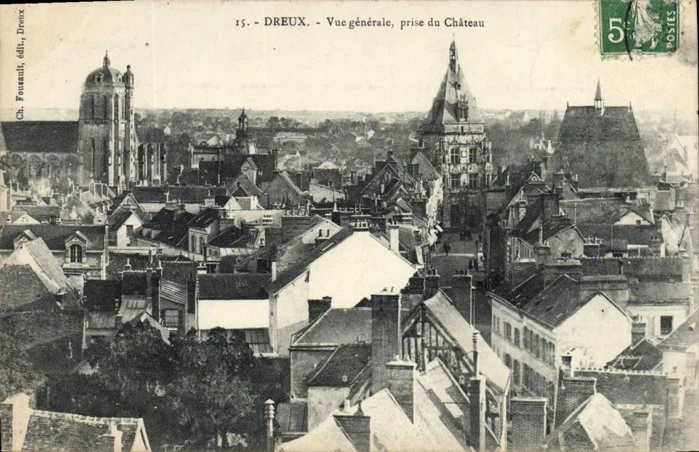 Dreux — Vista geral tirada do Castelo — Ch. Foucault, editor, Dreux - Frente