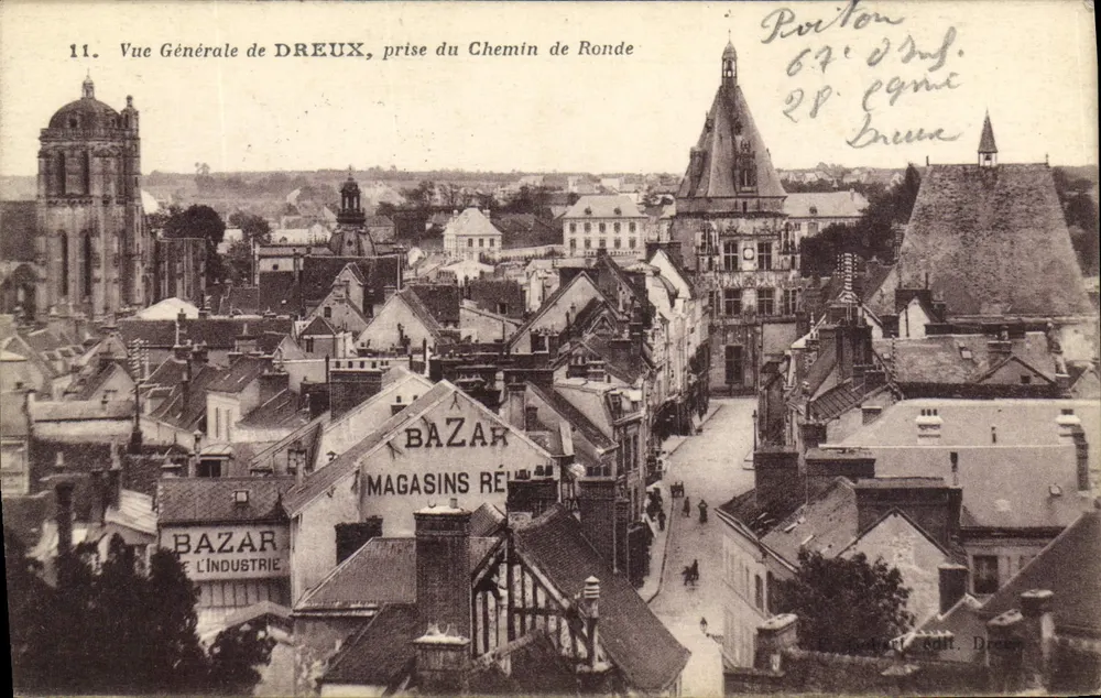 Visão Geral de DREUX, tirada do Chemin de Ronde — editor Art. edit. Dreux, n°11 - Frente