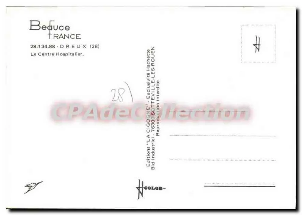 Dreux - O Centro Hospitalar — CPAdeCollection - Verso