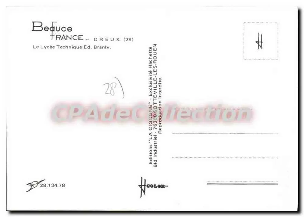 Lycée Técnico de Dreux — Editor Beauce France — N° 28.134.78 - Verso