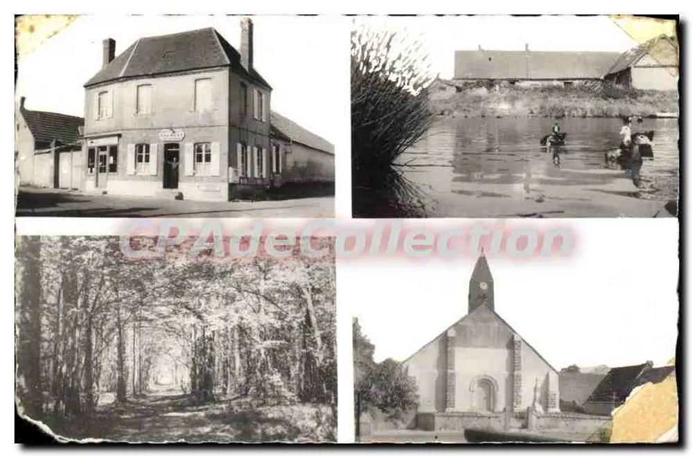 Bercheres-la-Maingot — vista da prefeitura, do lago, de um caminho florestal e da igreja — Foto Berthier, Grébey - Frente