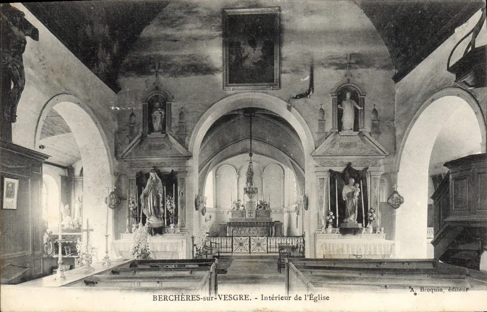 Berchères-sur-Vesgre — Interior da Igreja — A. Broquin, editor - Frente