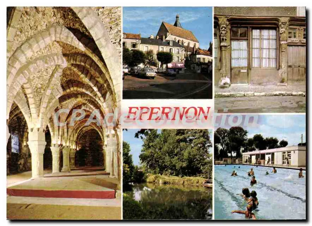 Epernon — Colagem de locais históricos e da piscina — Editor: Sociedade de Agências e de Diffusão, Sotteville-lès-Rouen - Frente