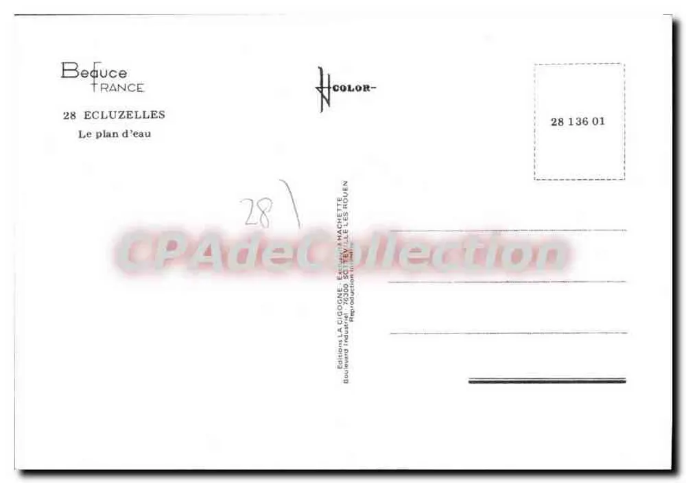 Ecluzelles — A Garça — Edições La Cigogne, Boulevard des Roulottes, 28 Ecluzelles - Verso