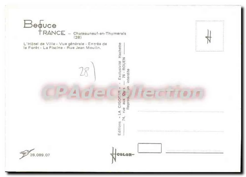 Châteauneuf-an-Thymerais — vista geral — Edições LA CIGOGNE - Verso