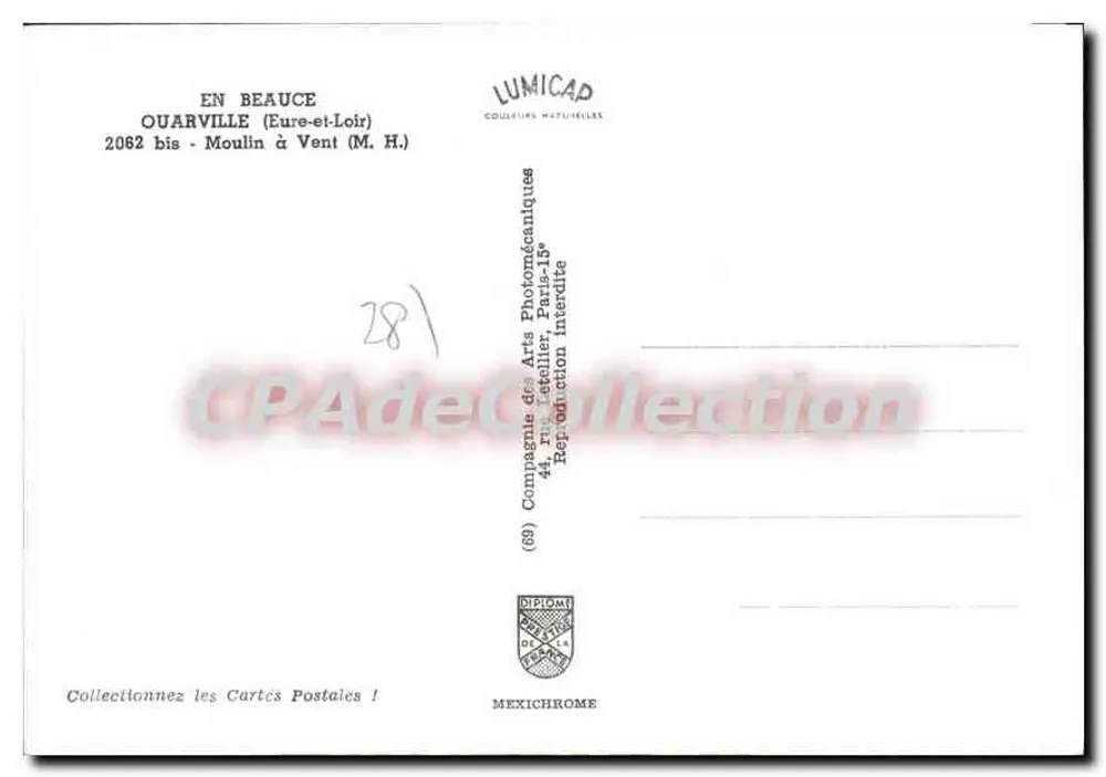 Ouarville (Eure-et-Loir) — Moinho de Vento (M.H.) — Lumicap - Verso