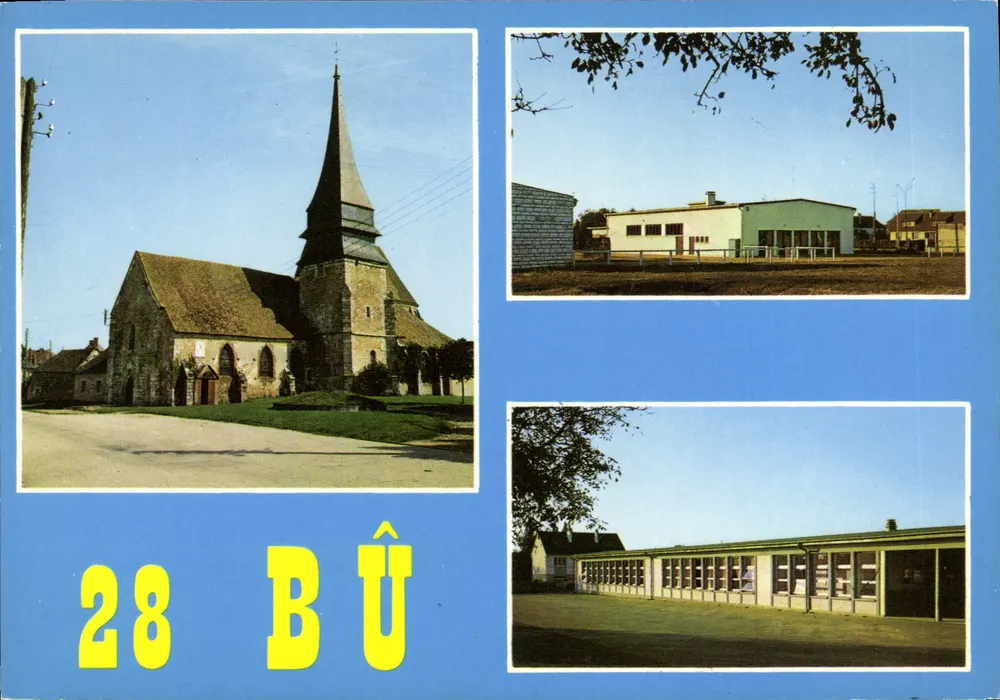 Bû — Chiesa, gruppo scolastico e sala per feste — Edizioni 'La Cigogne' Hachette - Recto