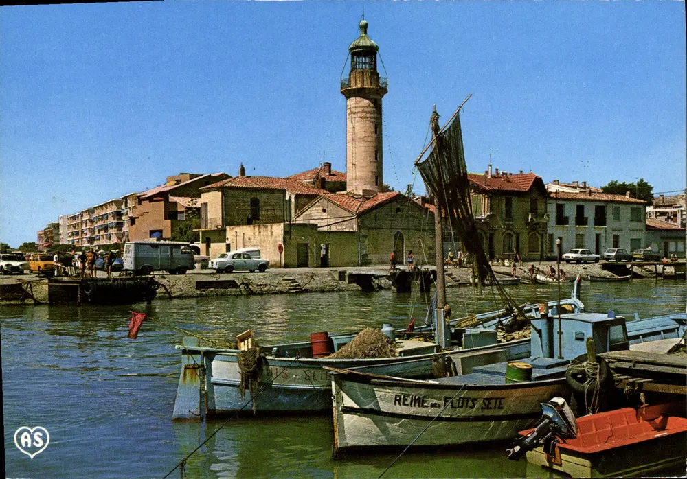 Puerto de Sète — faro y barcos — AS - Anverso