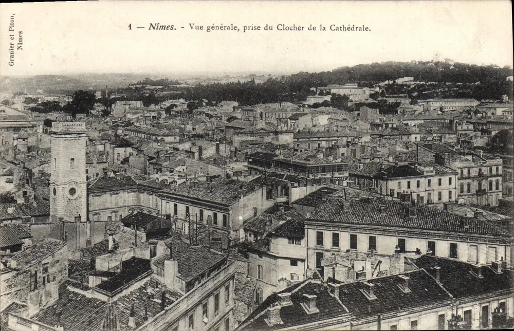 Nîmes — Vue générale prise du clocher de la cathédrale — Granier et Pilon, Nîmes - Recto