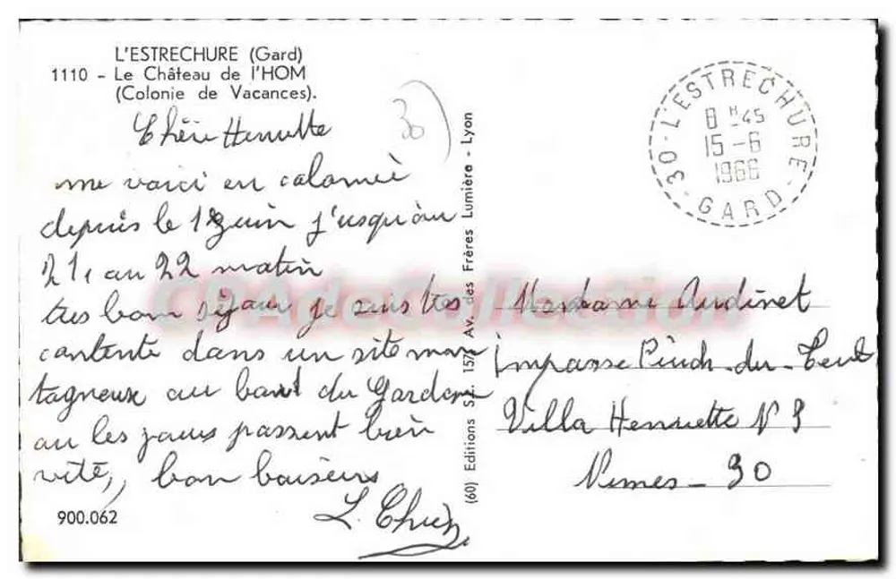Zamek HOM — L'Estrechure (Gard) — Wydawnictwo Braci Lyonière - Rewers