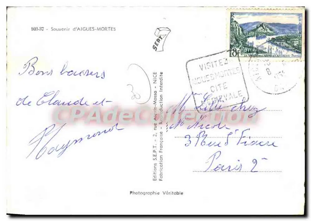 Aigues-Mortes — Pamiątka z Aigues-Mortes — Wydawnictwo S.E.P.T. - Rewers