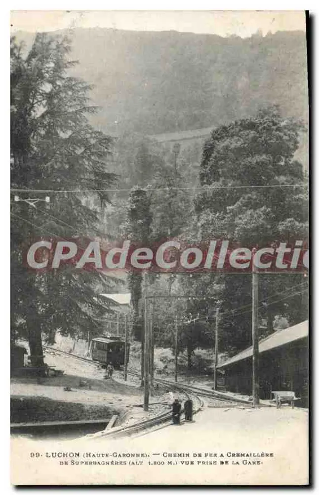 Luchon (Haute-Garonne) — Kolej linowa Superbagnères (wys. 1800 m.) widok z przystanku - Awers