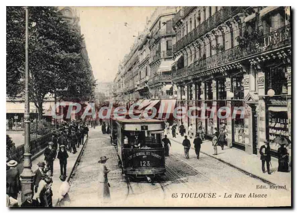 Toulouse - A Rue Alsace — trem n°123 — Edit. Baynard - Frente