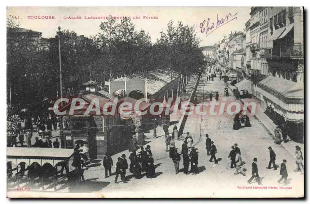 Toulouse - Die Allée Lapayette während der Messen — Phototypie Labouche frères, Toulouse - Vorderseite