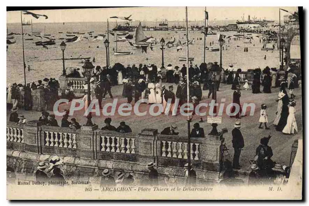 Arcachon — Plein Thiers en de Kade — Marcel Delboy, fototype, Bordeaux, n° 165 - Voorkant