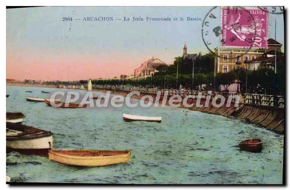 Arcachon — Die Mole, Promenade und der Hafen — Antike Ansichtskarte 2864 - Vorderseite