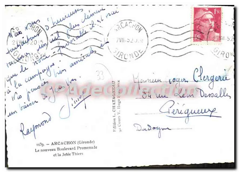 Arcachon — Promenade und Jetée Thiers — Edition L. Chatagneau n°1129 - Rückseite