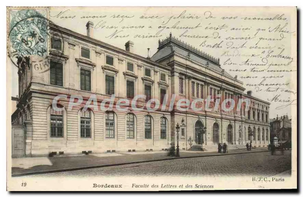 Bordeaux — Wydział Literatury i Nauk — B.J.C., Paryż - Awers