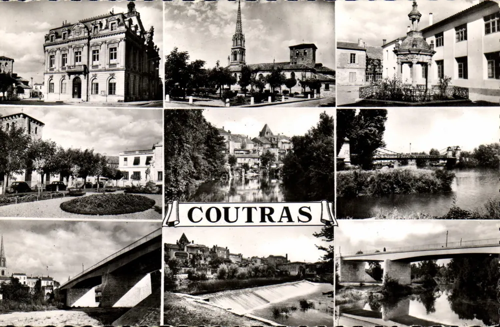 COUTRAS — Collage von Monumenten und Landschaften — L. CHATAGNEAU, 92, Cour-sous-Bordeaux - Vorderseite