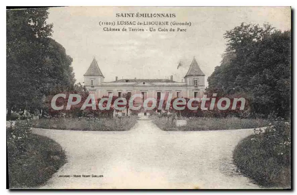 Schloss Terrien — Ein Eckbereich des Parks — Ansicht Henry Gollier - Vorderseite