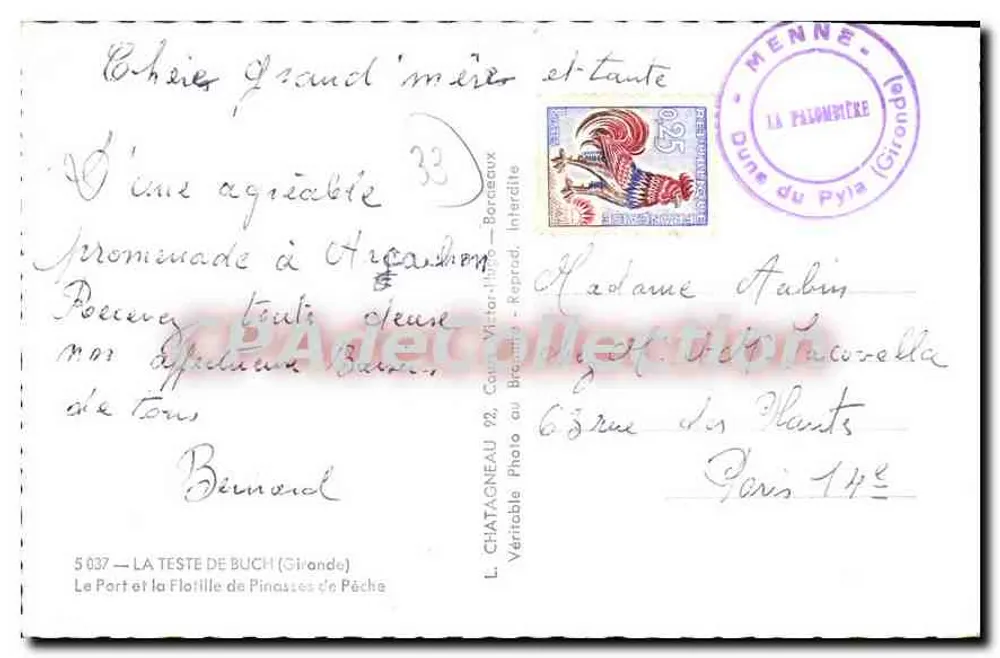 Fischereihafen in Arganil — Verlag L. Chatagneau — Nr. 5037 - Rückseite