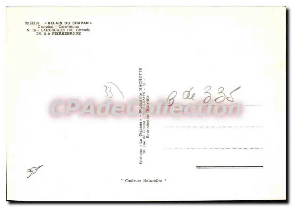 Relais du Chavan — Camping-Caravaning — Éditions La Cigogne - Rückseite