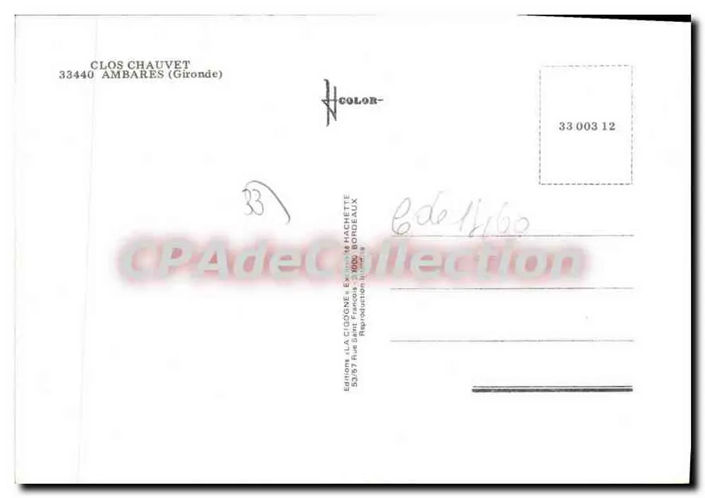Clos Chauvet — vinha e adega — Edição La Cigogne - Verso