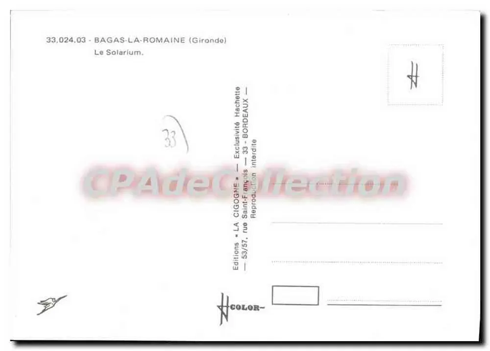 Bagas-la-Romaine — O Solarium — Edições La Cigogne - Verso