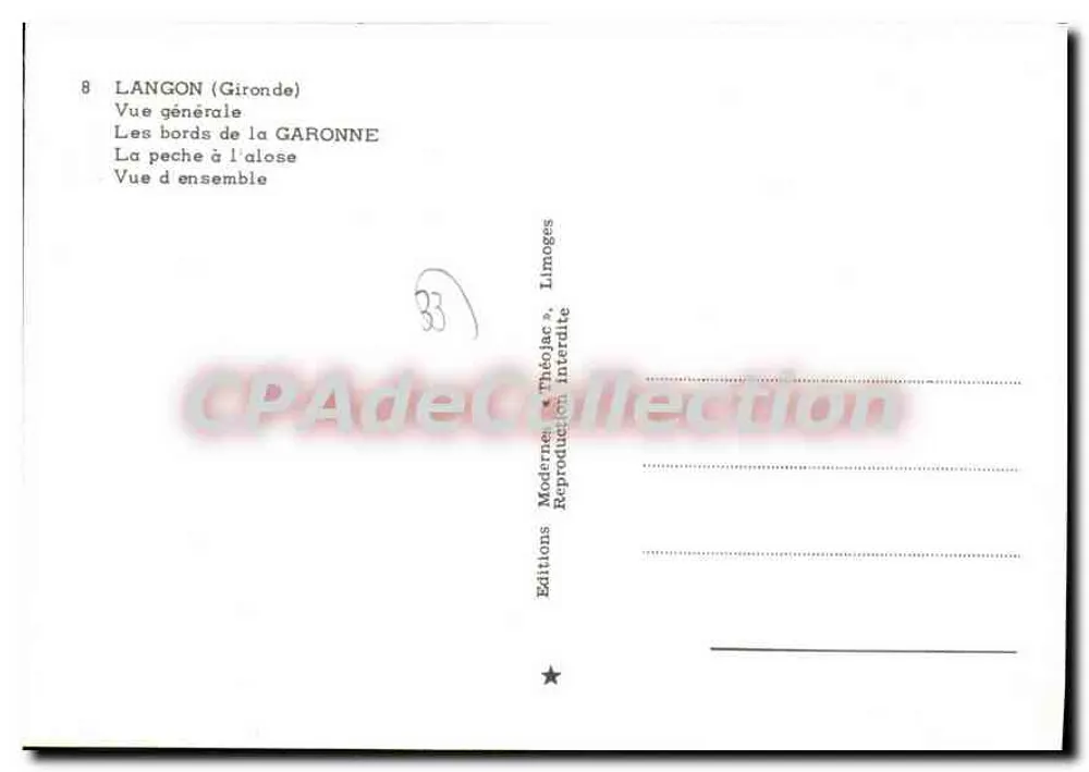 Langon — Erinnerung an Langon — Moderne Ausgaben, Thiolac - Rückseite