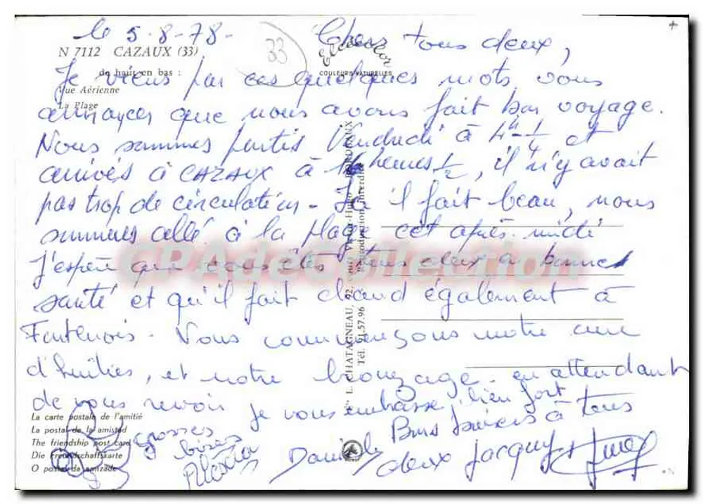 Cazaux — widok z lotu, plaża i jachty — Wydawca Elcé - Rewers