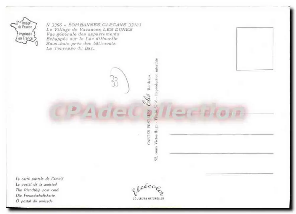 Urlaubsort "LES DUNES" — Bombannes, Frankreich — Éditeur Élai, n° 3366 - Rückseite