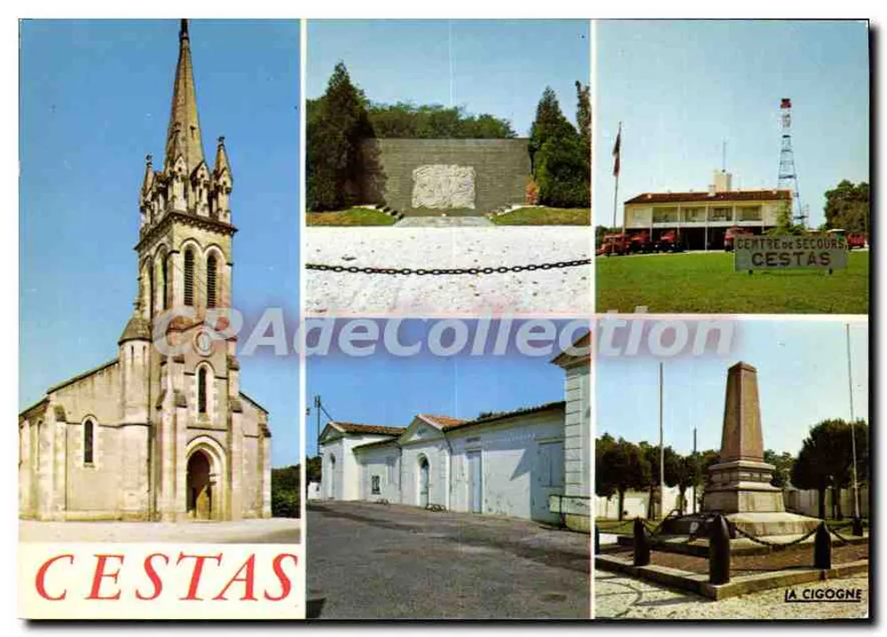 Cestas — Igreja de São Roque, monumento aos mortos, quartel dos bombeiros, centro de socorro — Edições 'La Cigogne' - Frente